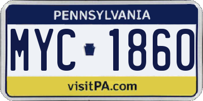 PA license plate MYC1860