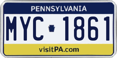 PA license plate MYC1861