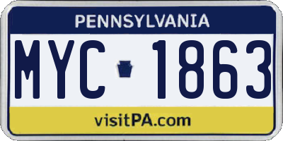 PA license plate MYC1863