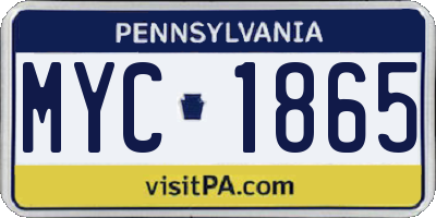 PA license plate MYC1865