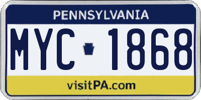 PA license plate MYC1868