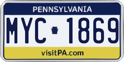 PA license plate MYC1869