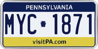 PA license plate MYC1871