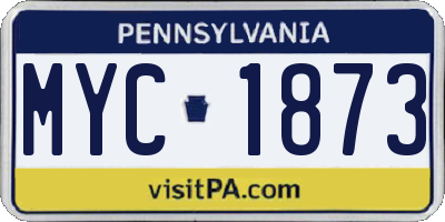 PA license plate MYC1873