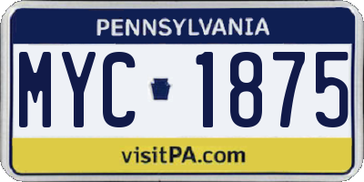 PA license plate MYC1875