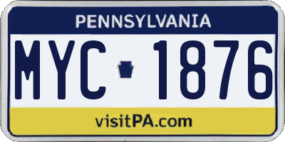 PA license plate MYC1876
