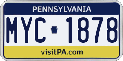 PA license plate MYC1878