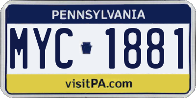 PA license plate MYC1881
