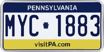 PA license plate MYC1883