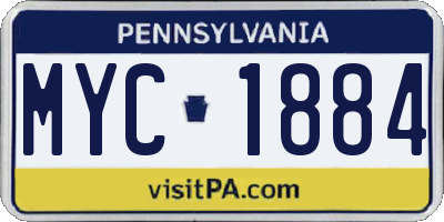 PA license plate MYC1884