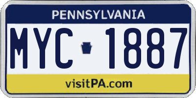 PA license plate MYC1887