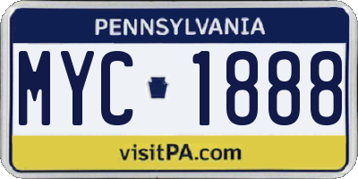 PA license plate MYC1888