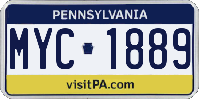 PA license plate MYC1889