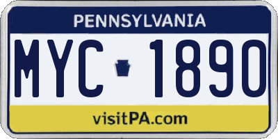 PA license plate MYC1890