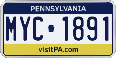 PA license plate MYC1891