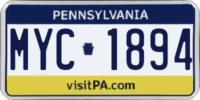 PA license plate MYC1894