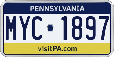 PA license plate MYC1897