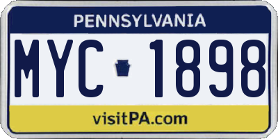 PA license plate MYC1898