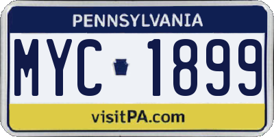 PA license plate MYC1899
