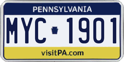 PA license plate MYC1901