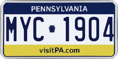 PA license plate MYC1904