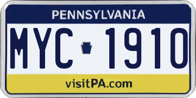 PA license plate MYC1910