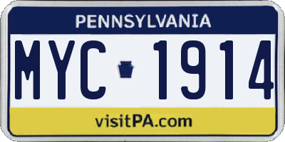 PA license plate MYC1914