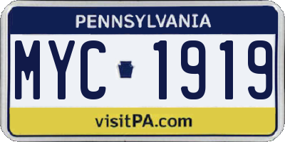 PA license plate MYC1919