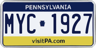 PA license plate MYC1927