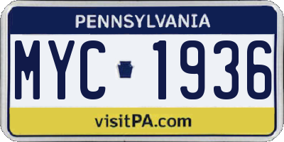 PA license plate MYC1936