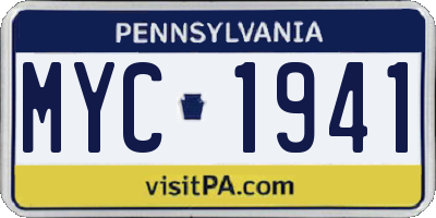 PA license plate MYC1941