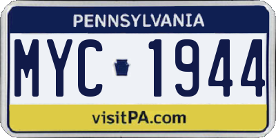 PA license plate MYC1944