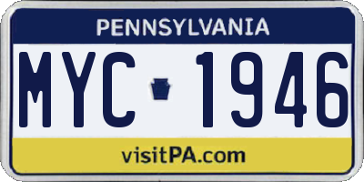 PA license plate MYC1946