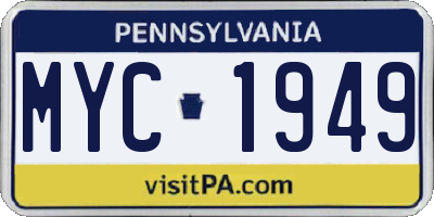 PA license plate MYC1949
