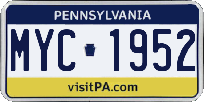 PA license plate MYC1952