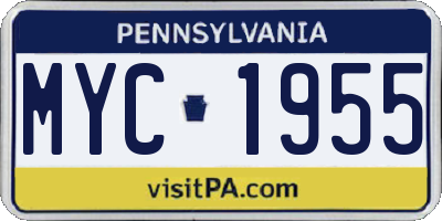 PA license plate MYC1955