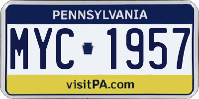 PA license plate MYC1957