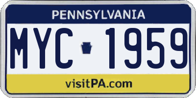 PA license plate MYC1959