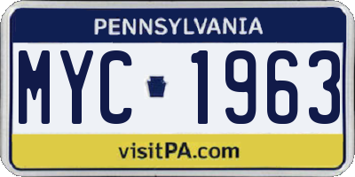PA license plate MYC1963