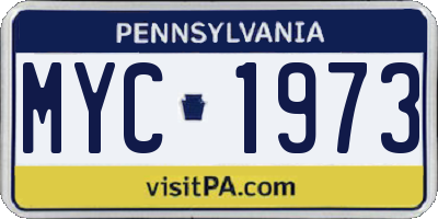 PA license plate MYC1973