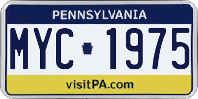 PA license plate MYC1975