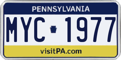 PA license plate MYC1977