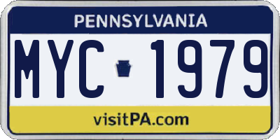 PA license plate MYC1979