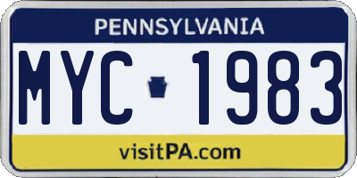 PA license plate MYC1983