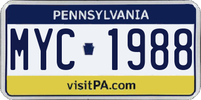 PA license plate MYC1988