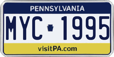 PA license plate MYC1995