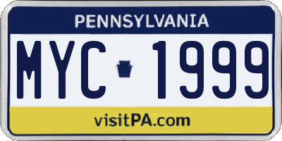 PA license plate MYC1999
