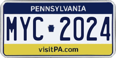 PA license plate MYC2024