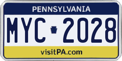 PA license plate MYC2028