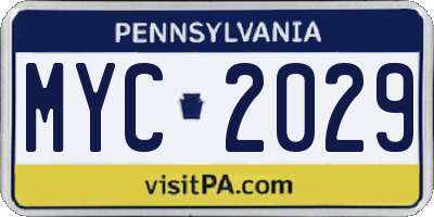 PA license plate MYC2029